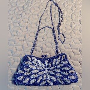 Blue Beaded clutch/ shoulder bag